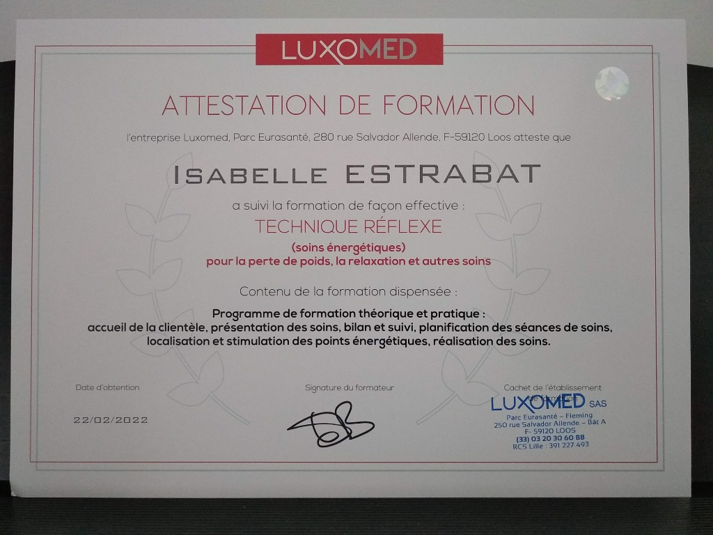 photo diplome Isabelle ESTRABAT