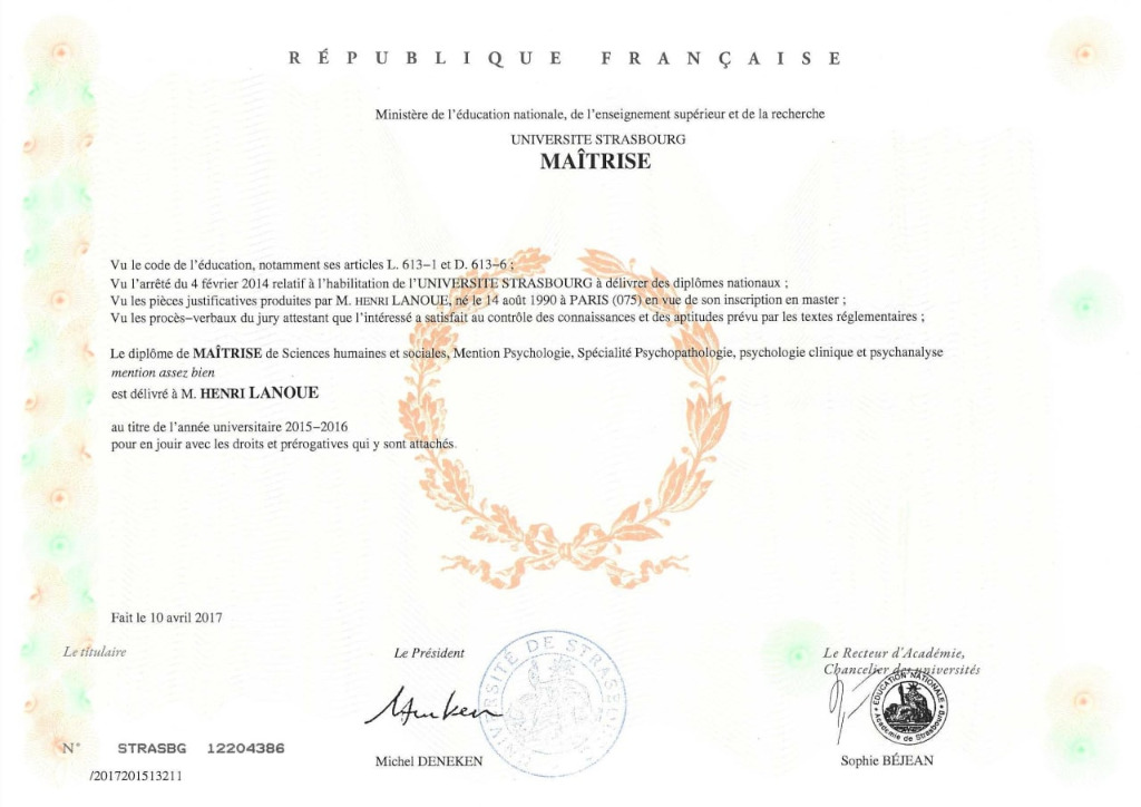 photo diplome Henri LANOUE