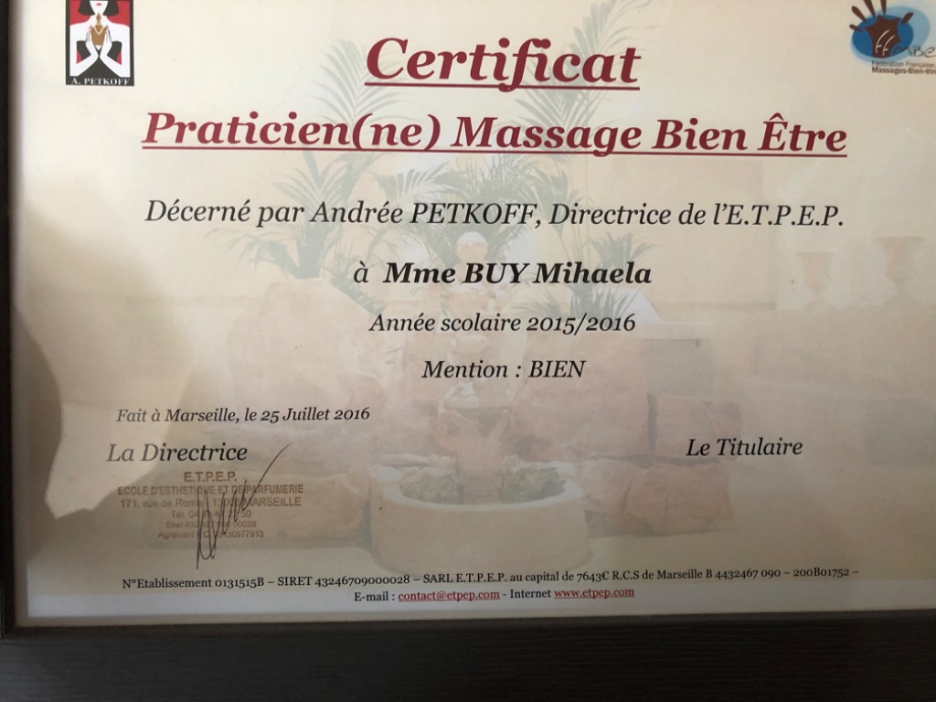 photo diplome Mihaela Buy , Buymassage