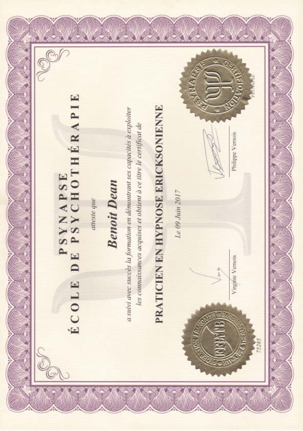 photo diplome Benoit Hypno