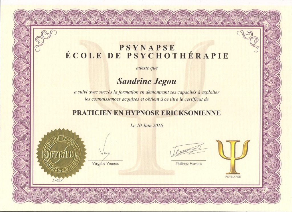 photo diplome Sandrine JEGOU