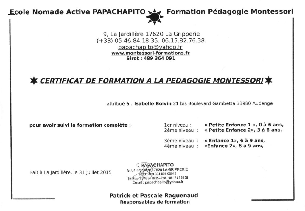 photo diplome Isabelle BOIVIN