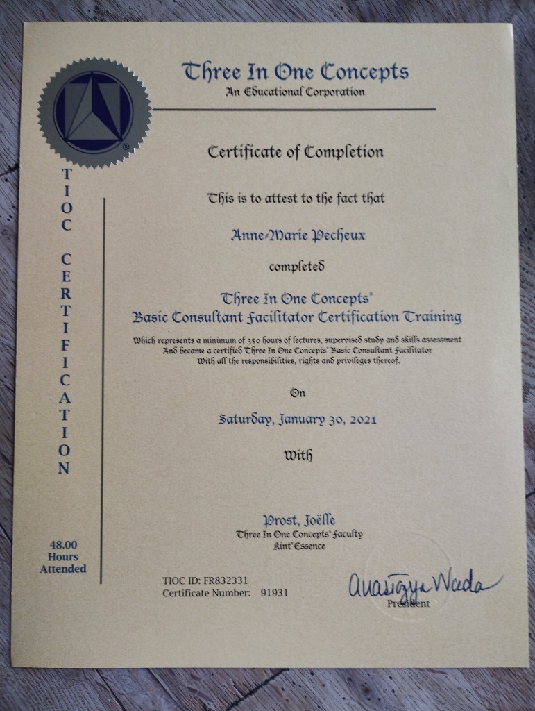 photo diplome K’LOE kinesiologie