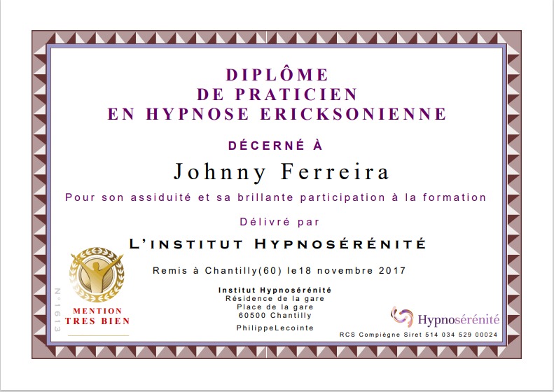 photo diplome Ferreira Johnny
