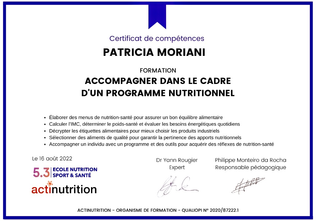 photo diplome Patricia Moriani