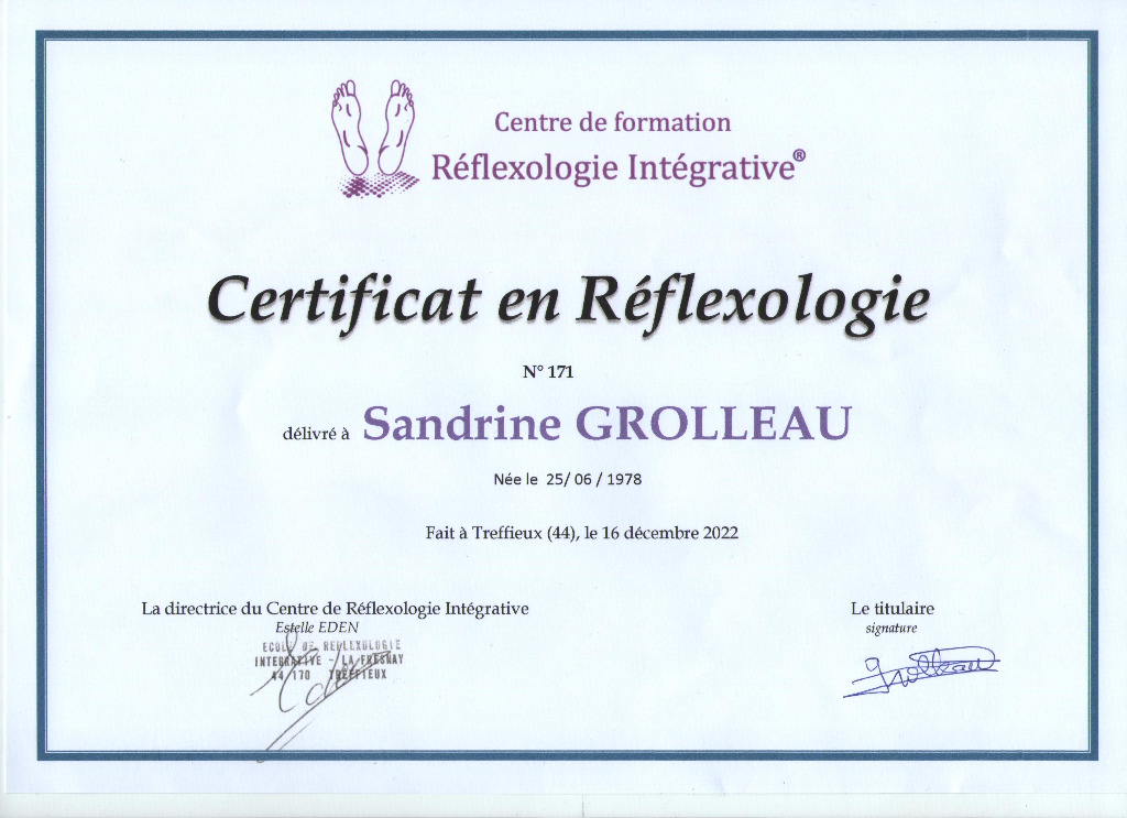photo diplome Sandrine GROLLEAU