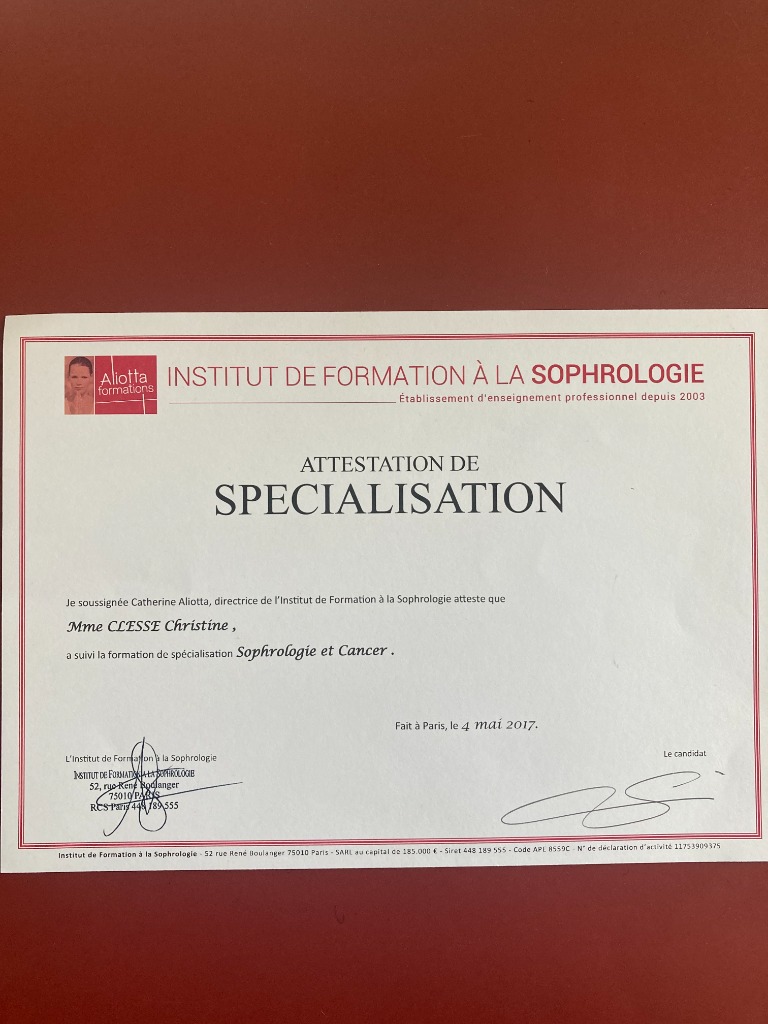photo diplome Christine CLESSE
