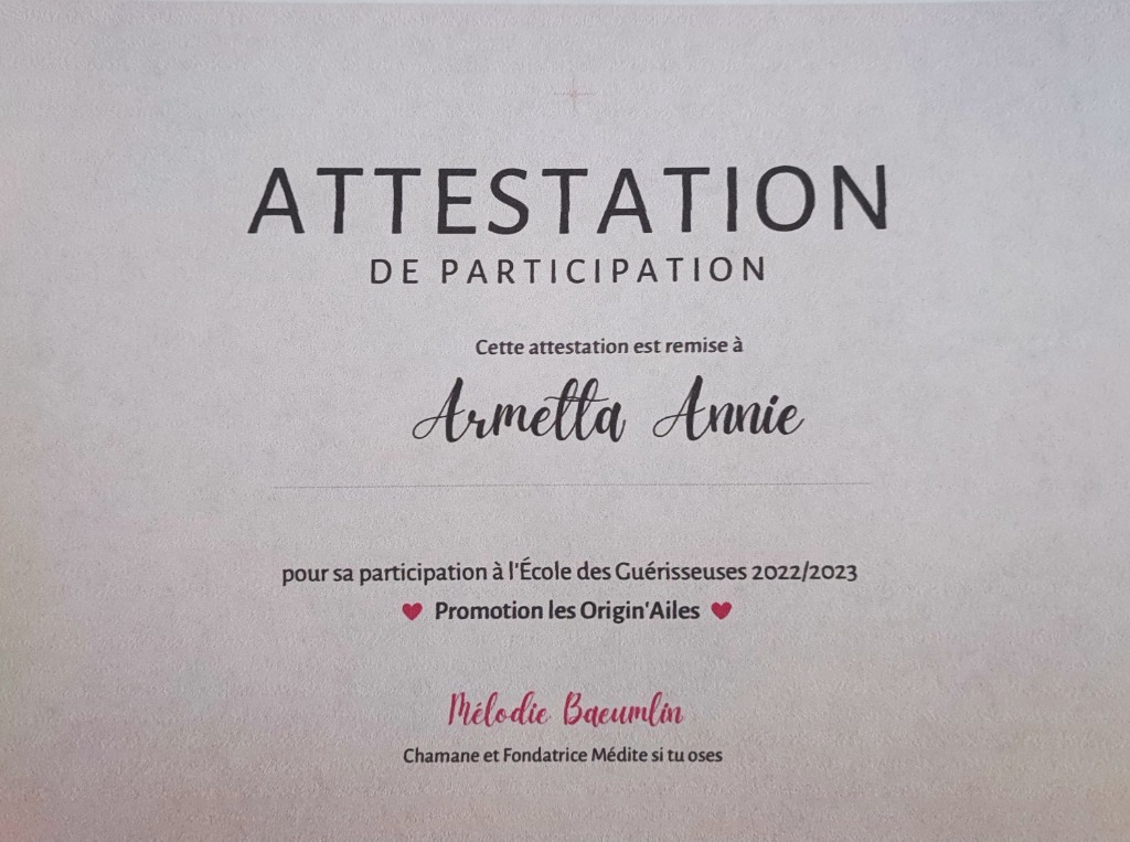 photo diplome Armetta Annie