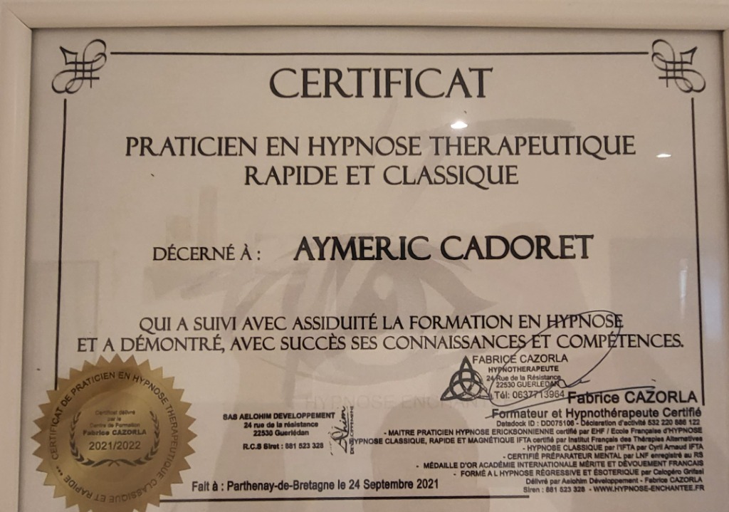 photo diplome Aymeric Cadoret