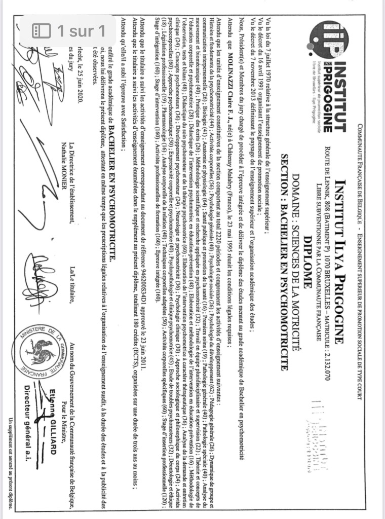 photo diplome Claire Psychomot & Zoo