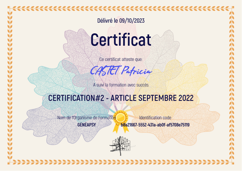 photo diplome Patricia Castet 