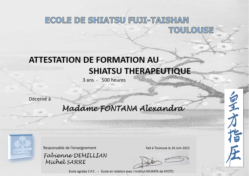 photo diplome Le Chi s’éveille - Alexandra FONTANA