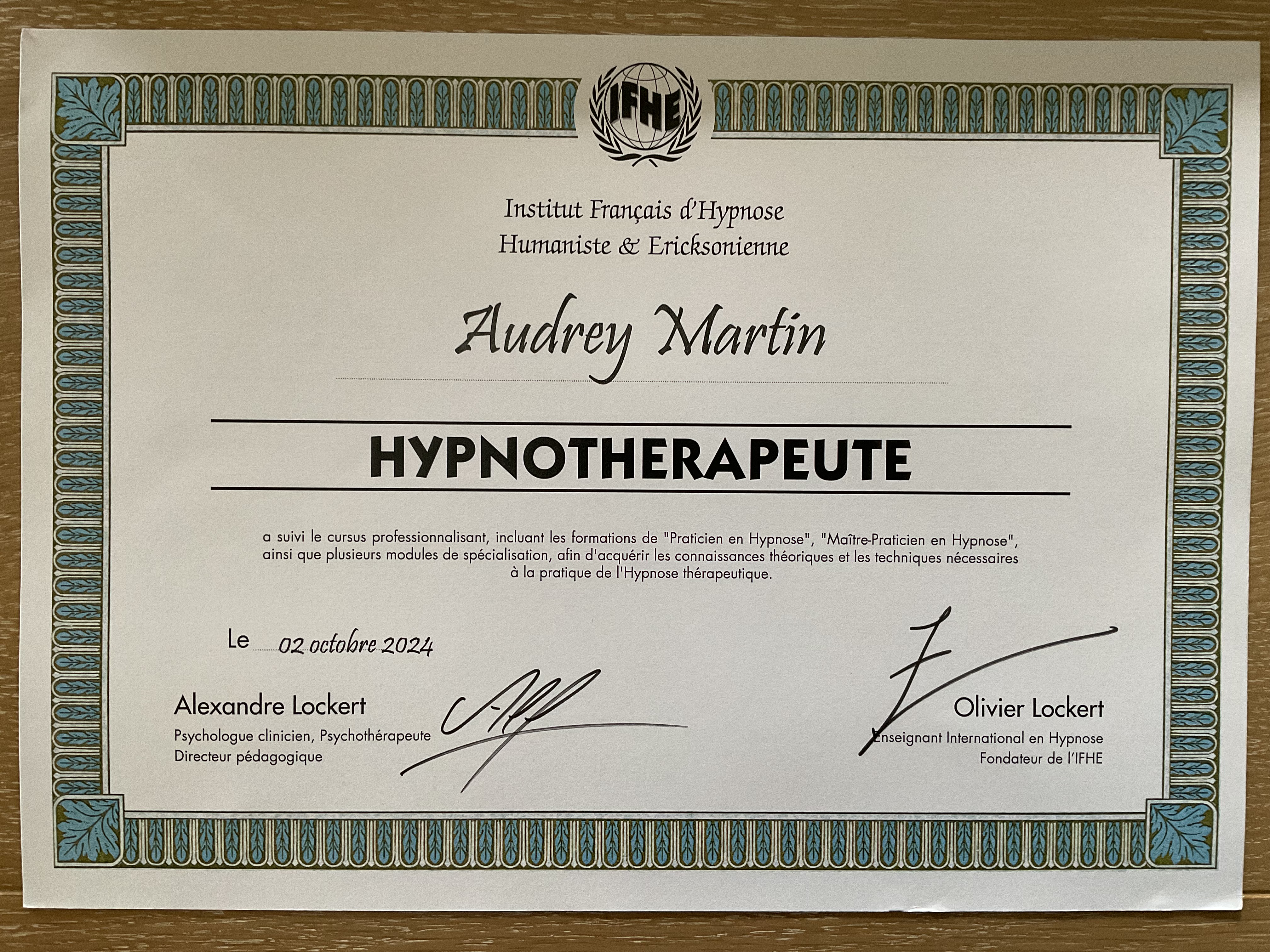 photo diplome Audrey MARTIN