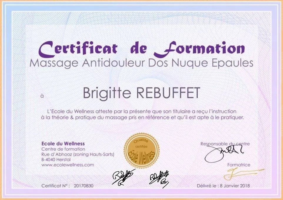 photo diplome Massage bien-être Brigitte et René 