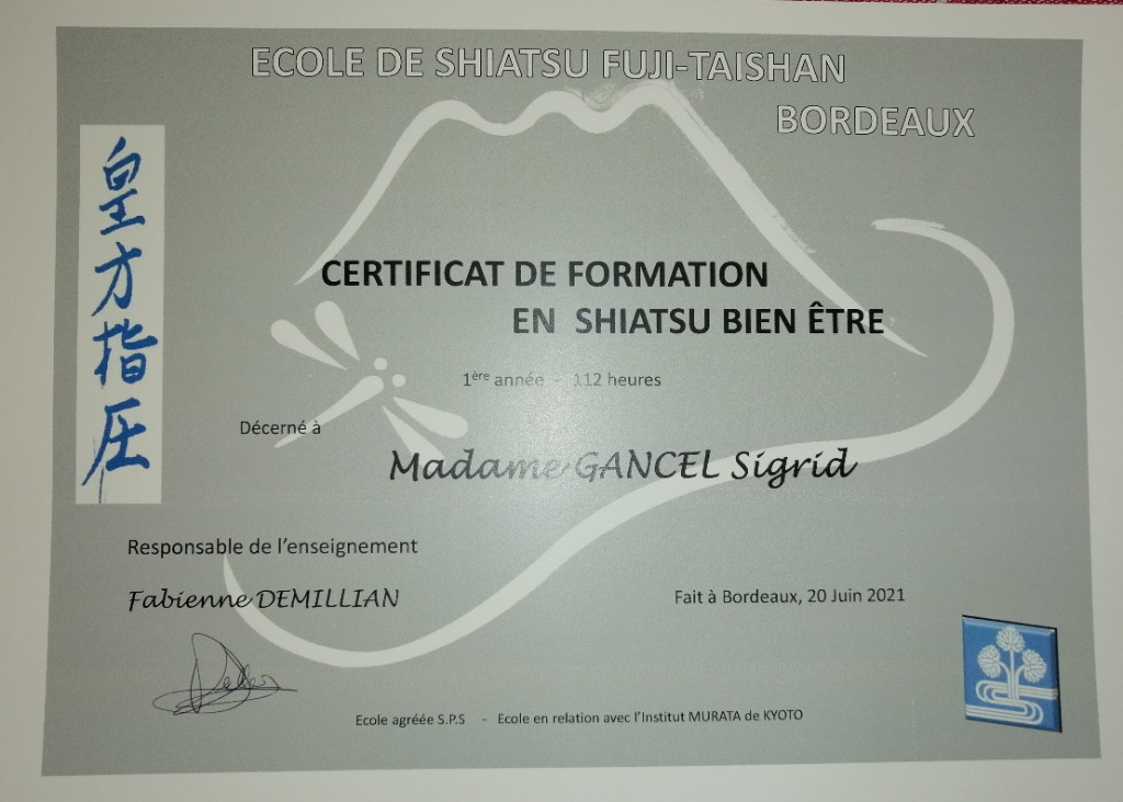 photo diplome Sigrid Shiatsu 
