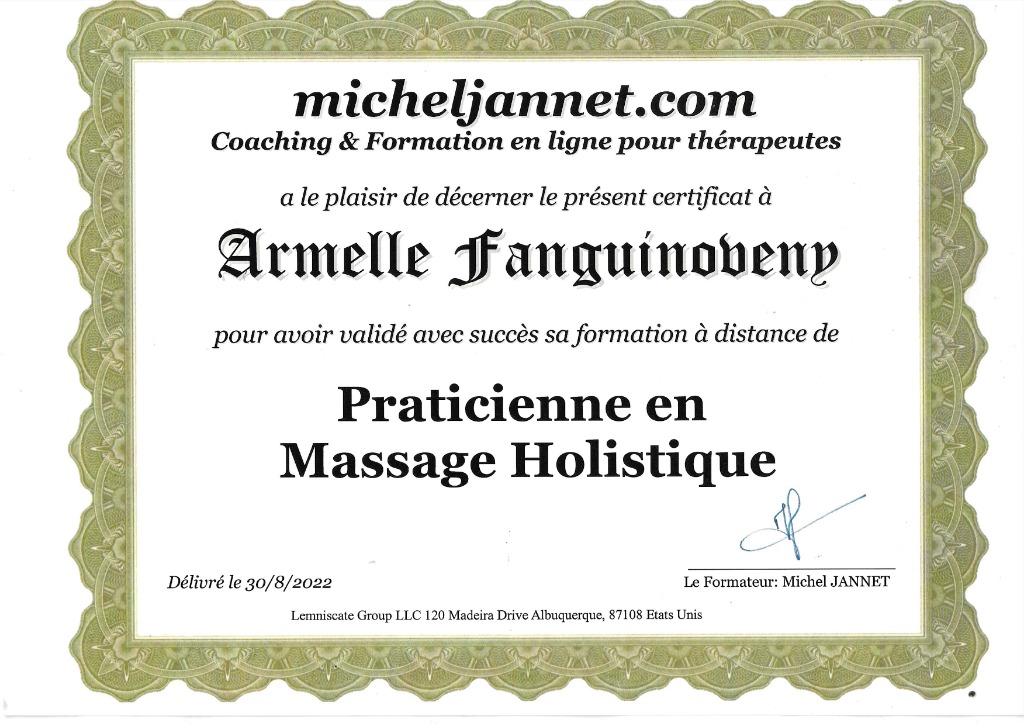 photo diplome Bien Etre Corporel 85