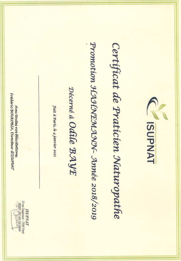 photo diplome Odile BAYE