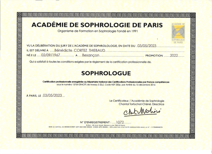 photo diplome THIEBAUD BENEDICTE