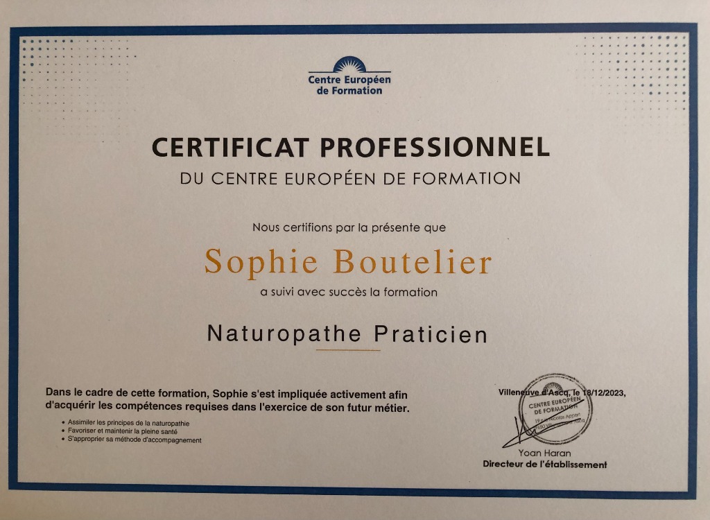photo diplome Sophie Boutelier