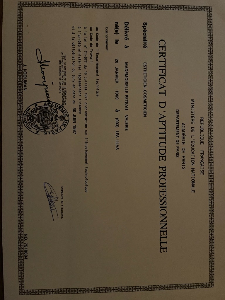 photo diplome Valérie Peteau