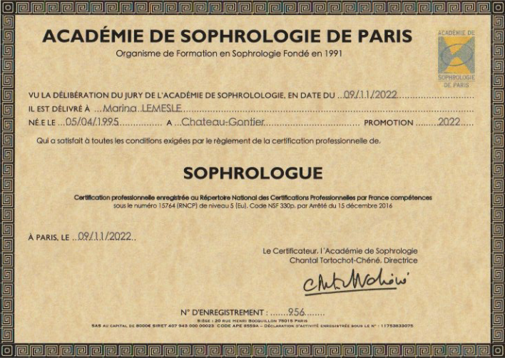 photo diplome Marina Lemesle
