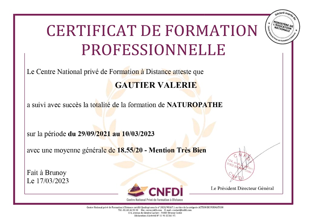 photo diplome Valérie Gautier