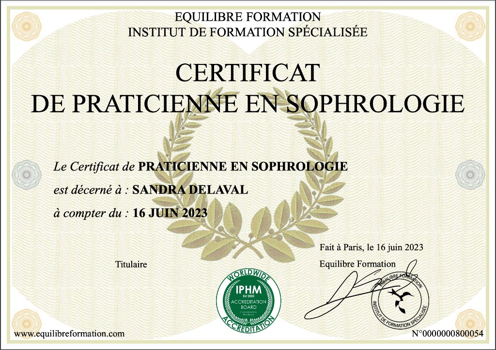 photo diplome Sandra DELAVAL