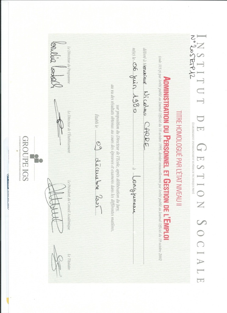 photo diplome Ma Valeur Humaine 