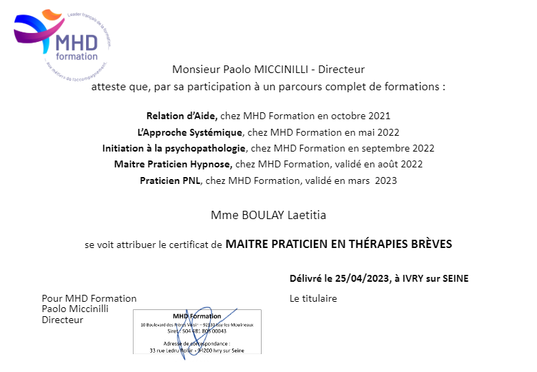 photo diplome Laetitia BOULAY