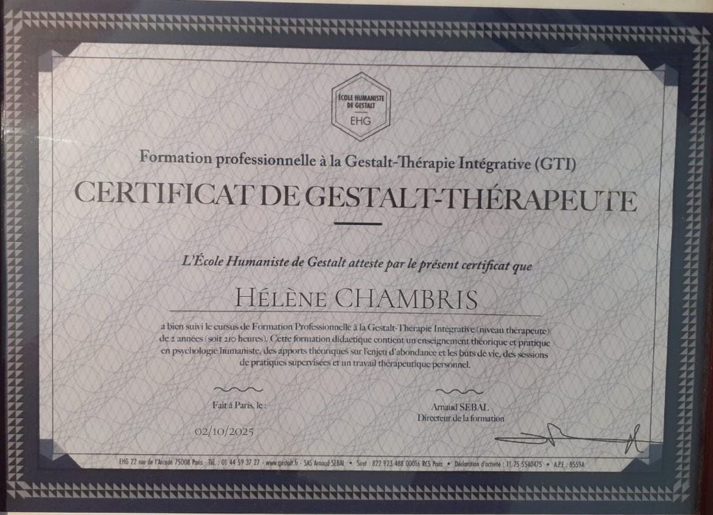 photo diplome Hélène CHAMBRIS