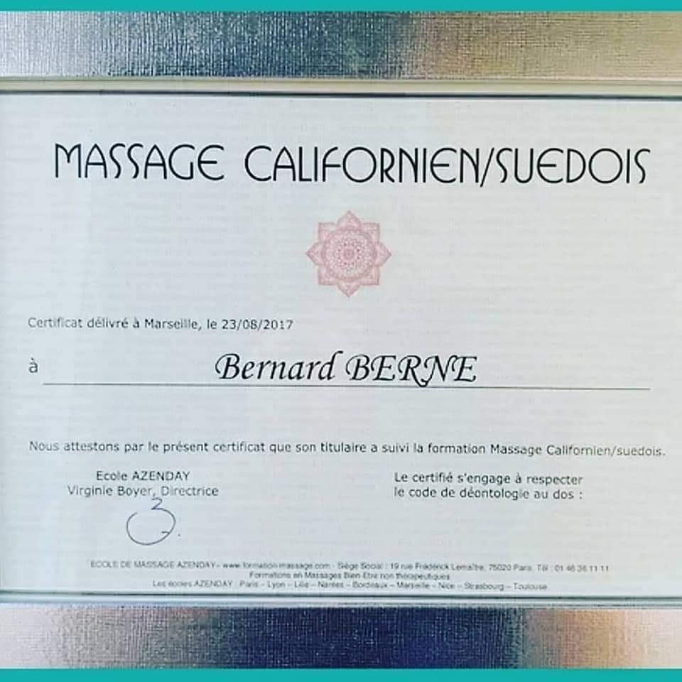 photo diplome Bernard Bien Être 