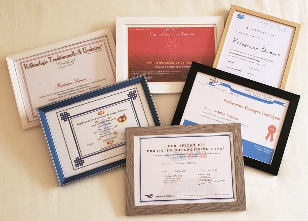 photo diplome RELIANCES MASSAGES