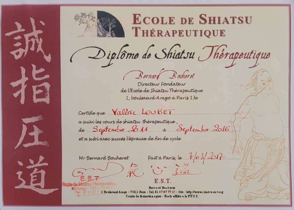 photo diplome HANIKO SHIATSU KI