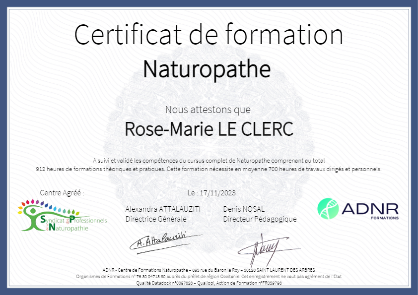 photo diplome Rose-Marie LE CLERC