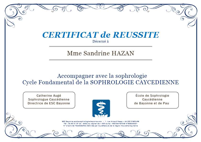 photo diplome HAZAN SANDRINE