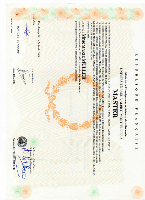 photo diplome Marie Muller