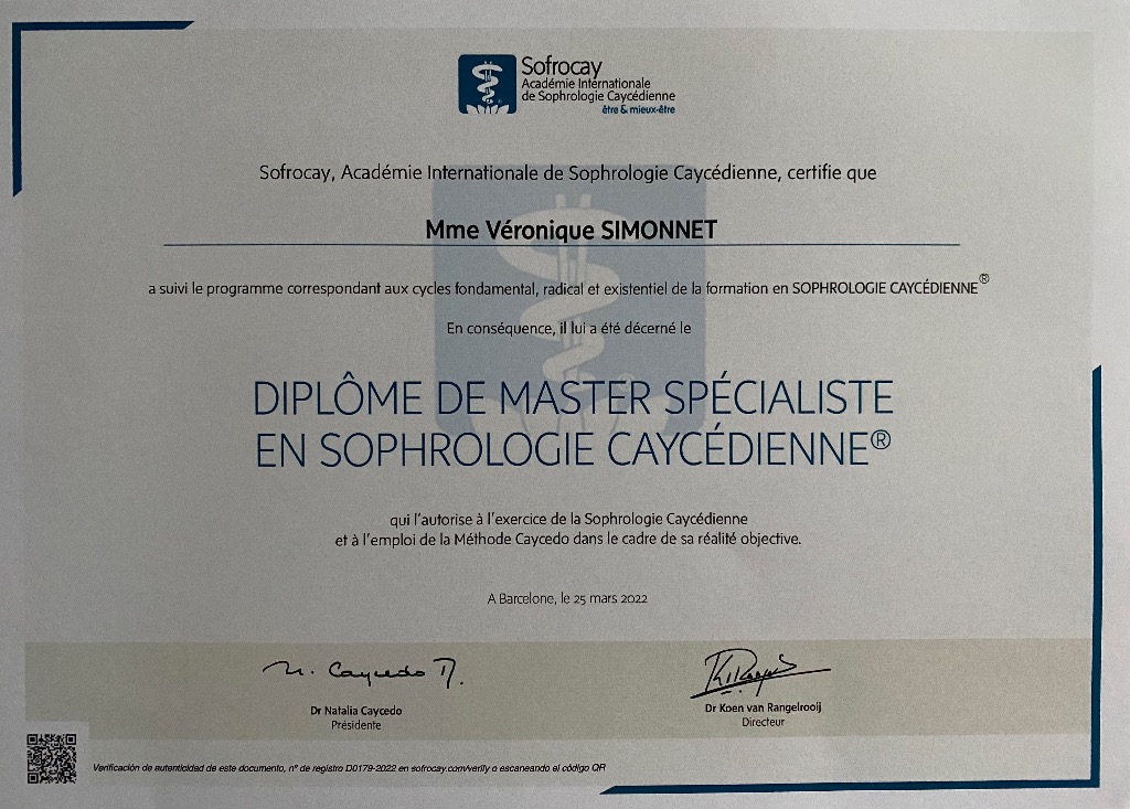 photo diplome Véronique Simonnet