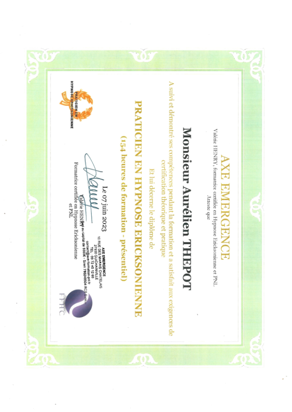 photo diplome Aurelien thepot POSITIV’ &MOI