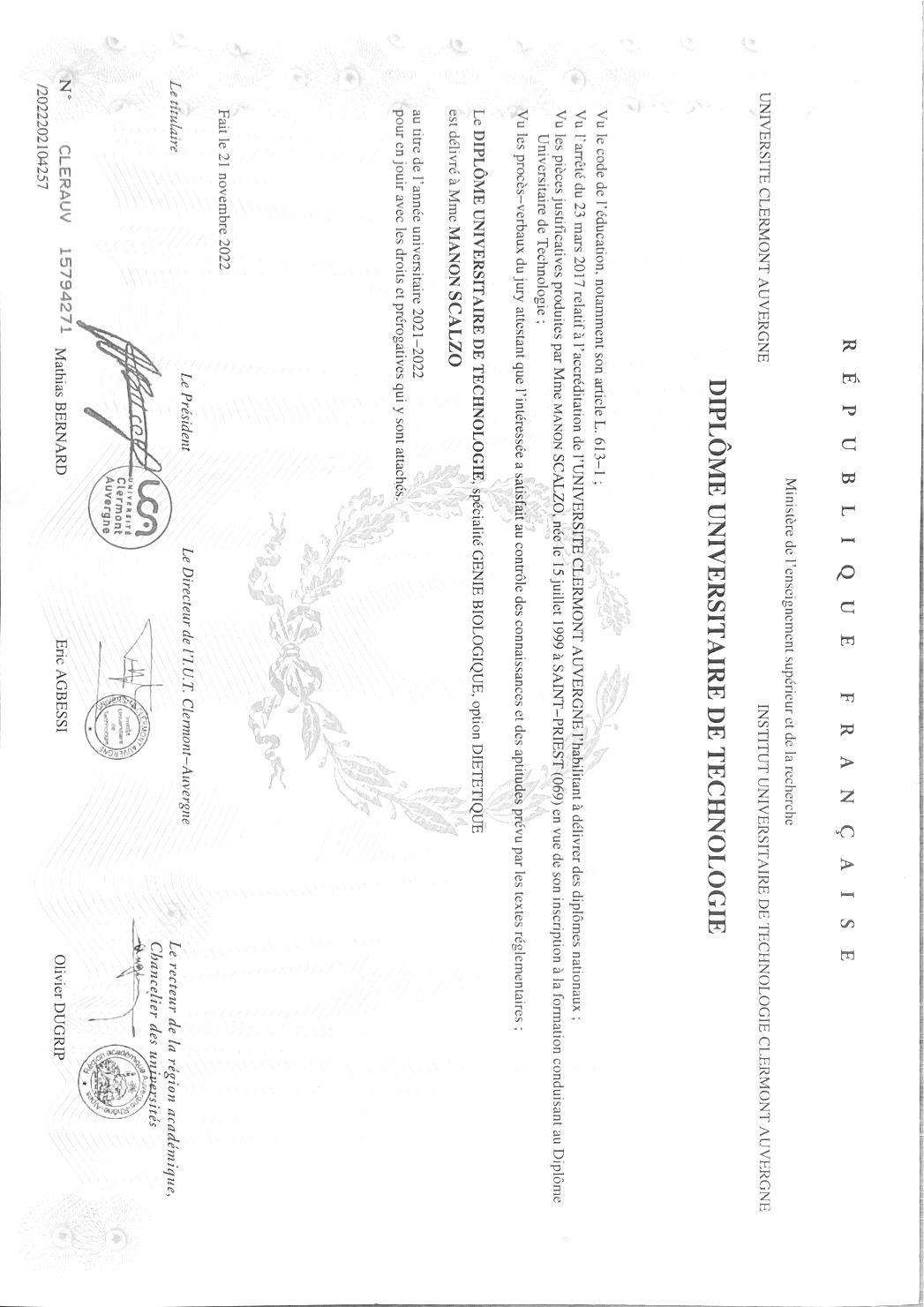 photo diplome Manon SCALZO