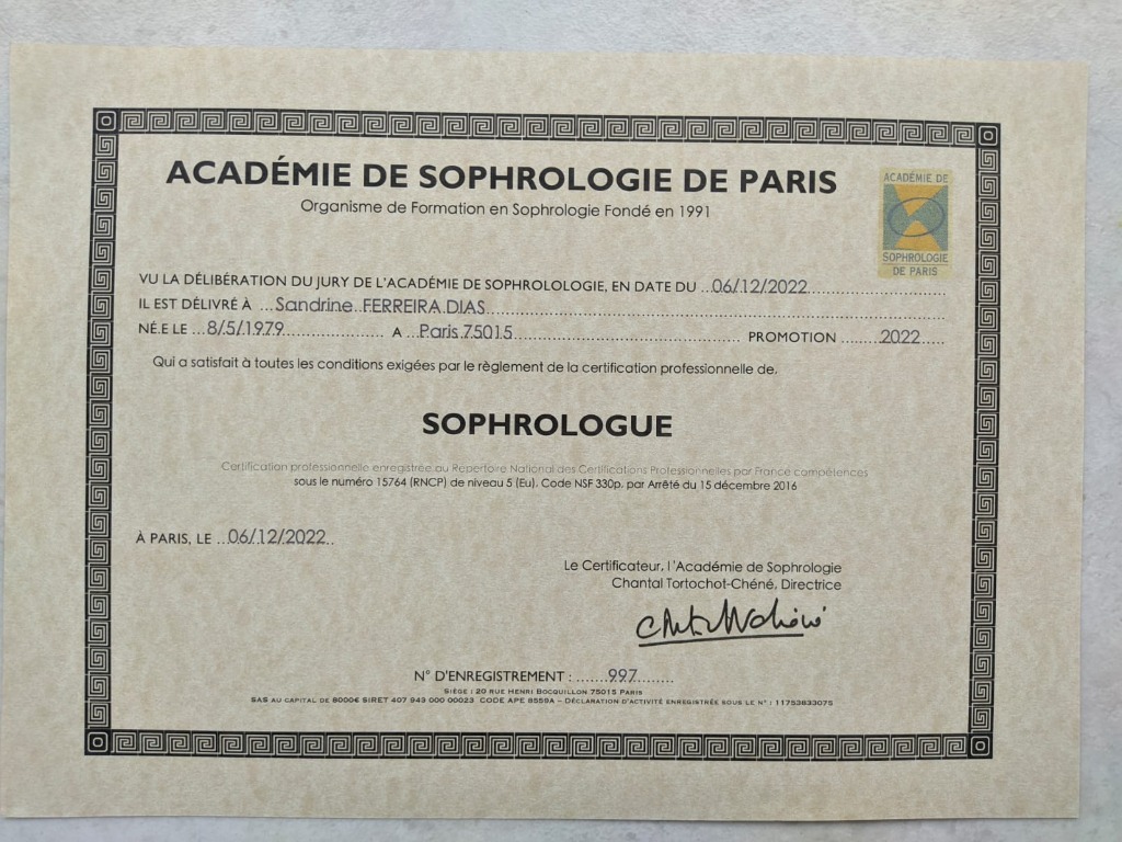 photo diplome Sandrine FERREIRA