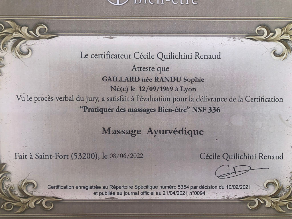 photo diplome Pépite Yoga Massage