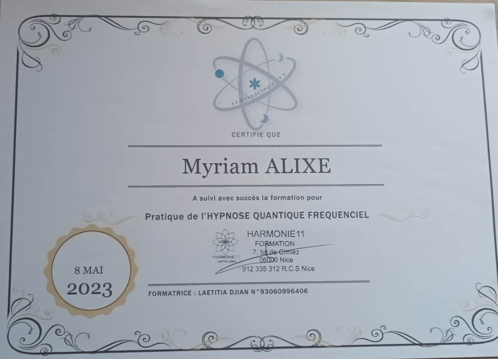 photo diplome Myriam Alixe