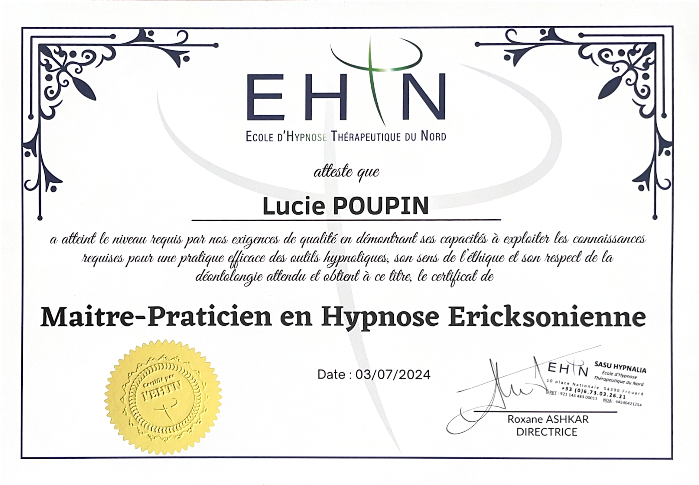 photo diplome Lucie Poupin