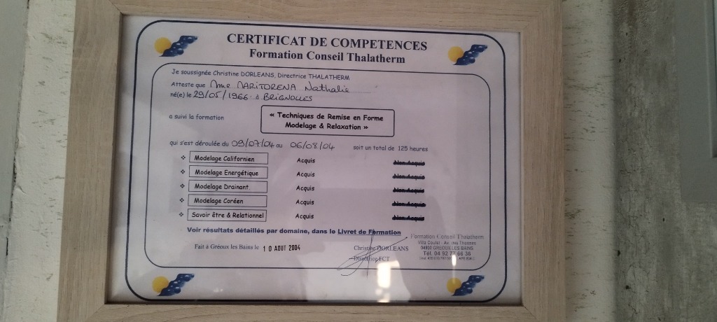 photo diplome Nathalie Pause Harmonie 