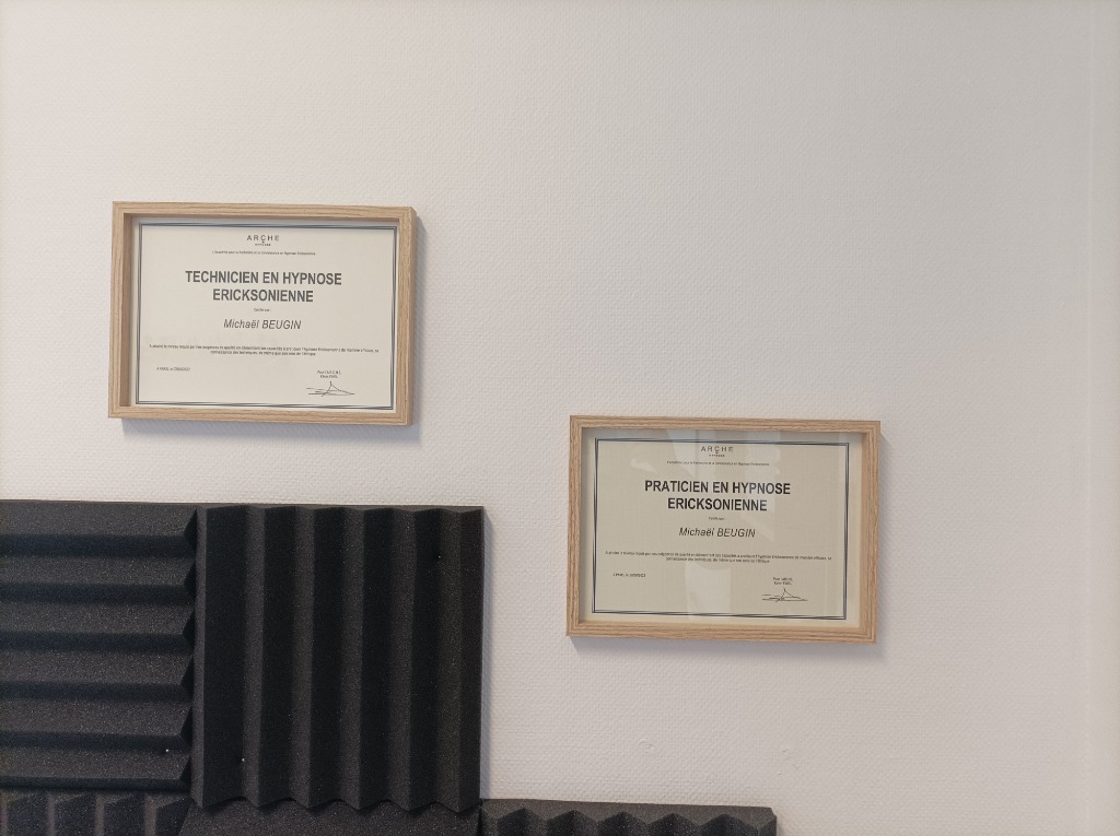 photo diplome Michael Beugin Hypnotherapeute