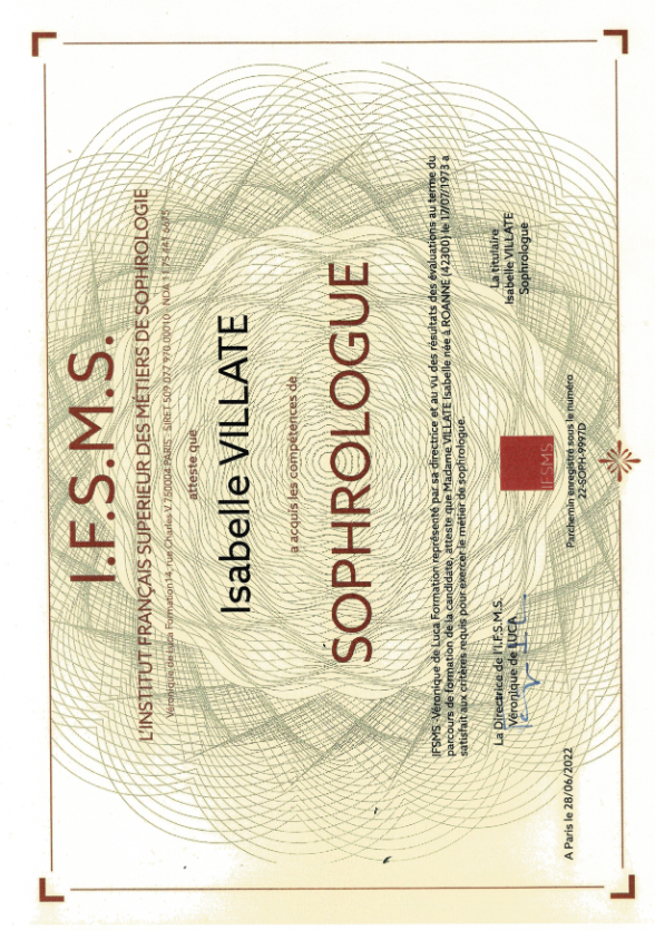 photo diplome ISABELLE VILLATE