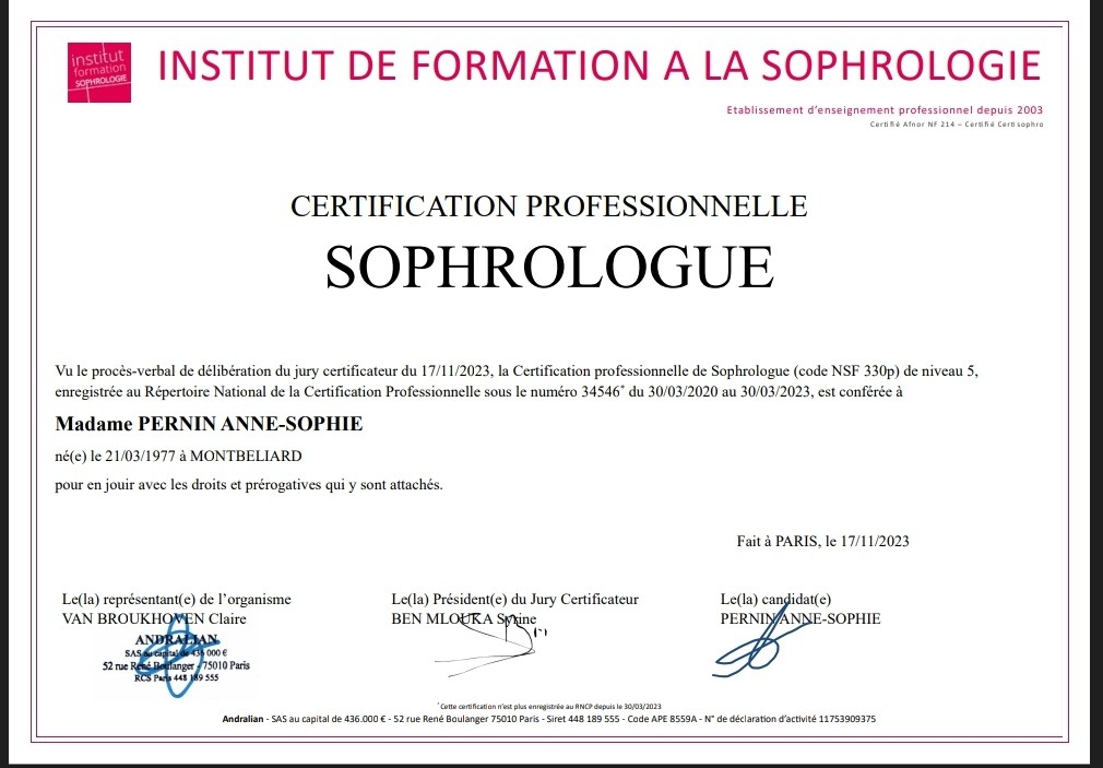 photo diplome Anne Sophie PORTE