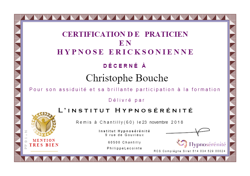 photo diplome Chrstophe Bouche
