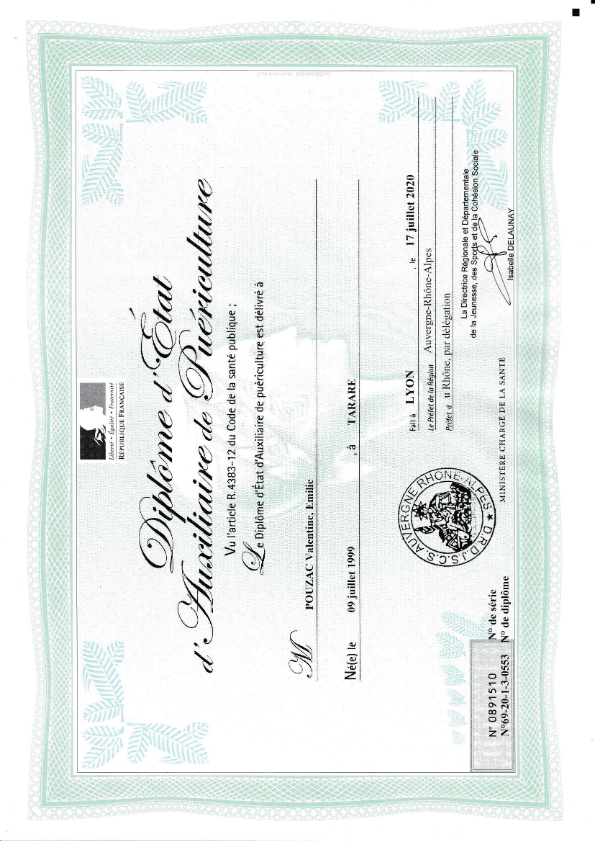 photo diplome Pamilya bien-naître