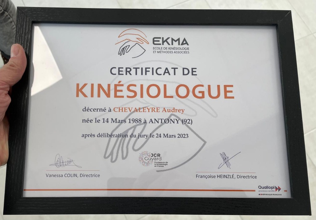 photo diplome Audrey Vitalité CHEVALEYRE